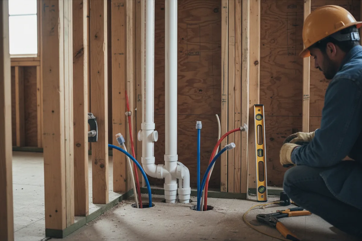 Drain and supply rough-in during Garbage Disposal Repair in Canada